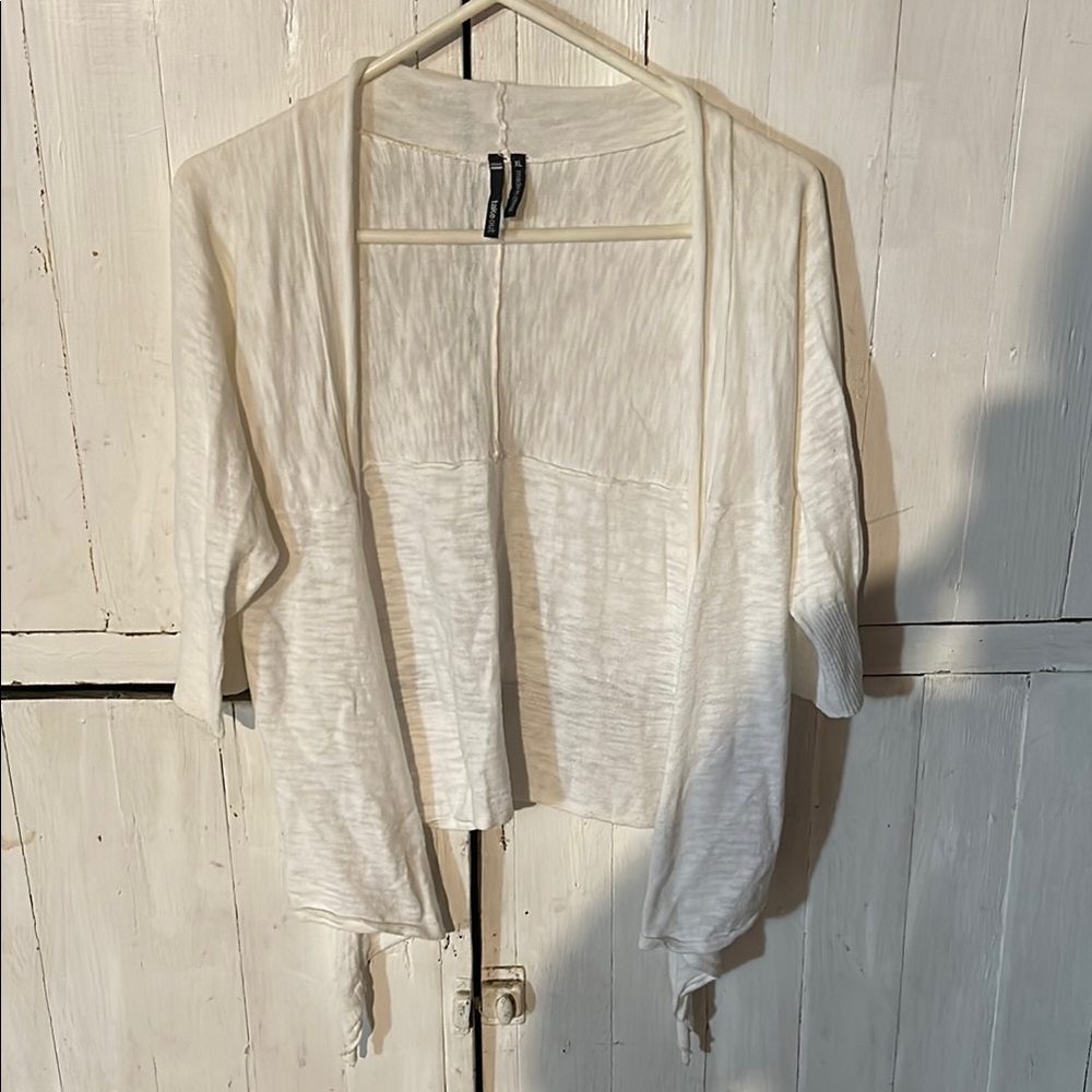 Takeout White Cardigan Open Front Lightweight Sweater